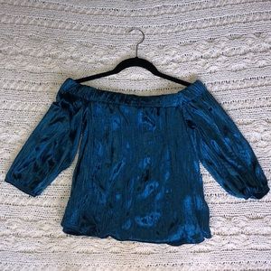 🦋TEAL, SUEDE, OFF-THE-SHOULDER TOP🦋